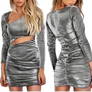 Tiger Mist | Belle Mini Dress in Silver - Size Small